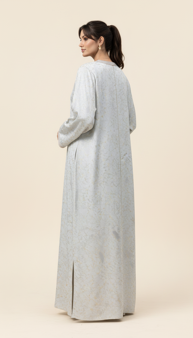 Abaya élégante brodée – Gris perle