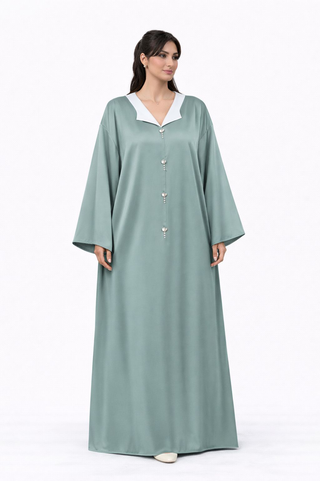 Abaya Élégance Satinée Vert Sauge