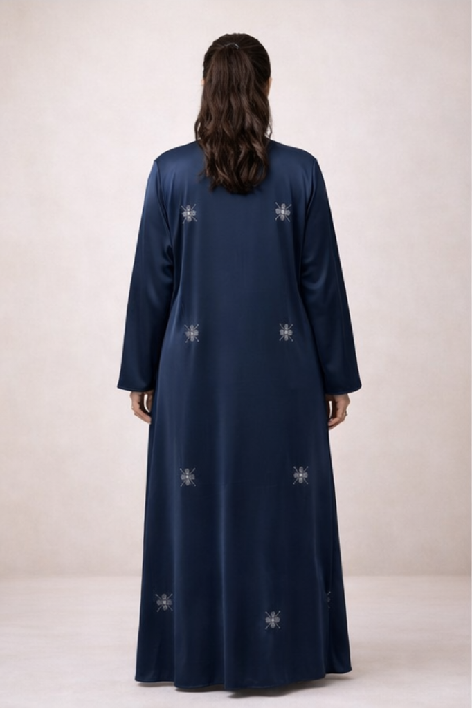 Abaya élégante brodée – Bleu nuit