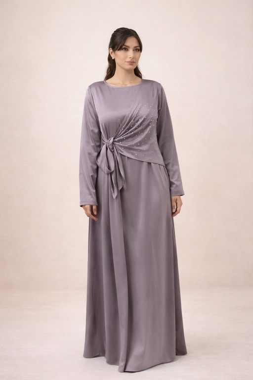 Abaya drapée perlée – Parme