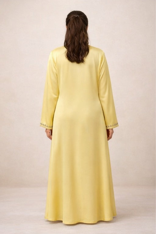Abaya élégante brodée – Jaune